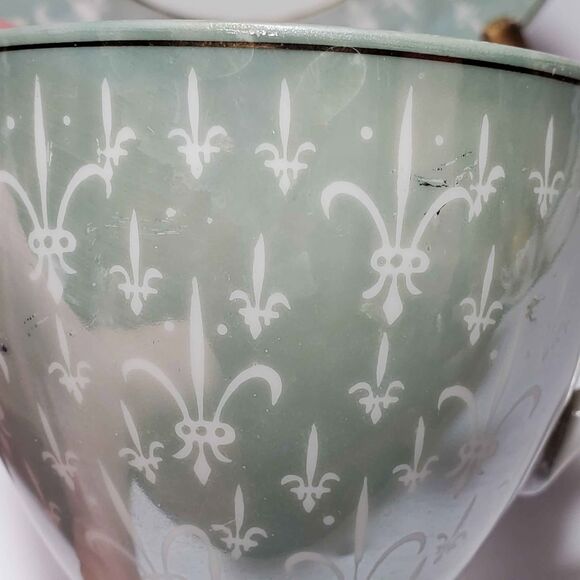 Fleur De Lis Teacup and Saucer Floral Vintage - Picture 5 of 10